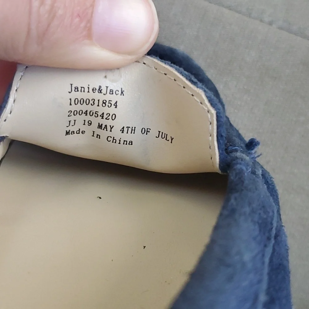 Janie & Jack blue suede driving loafers